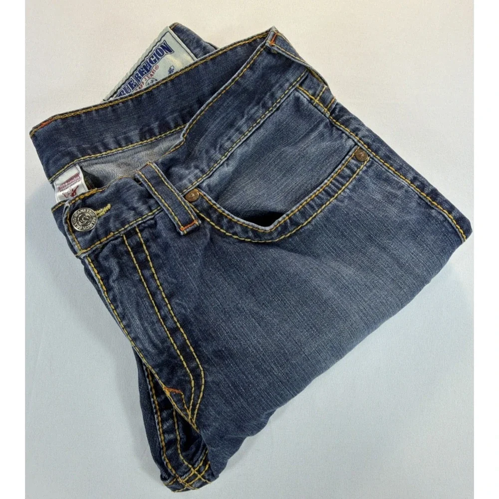 True Religion World Tour Jeans Men's 36x28 Blue Straight USA Made